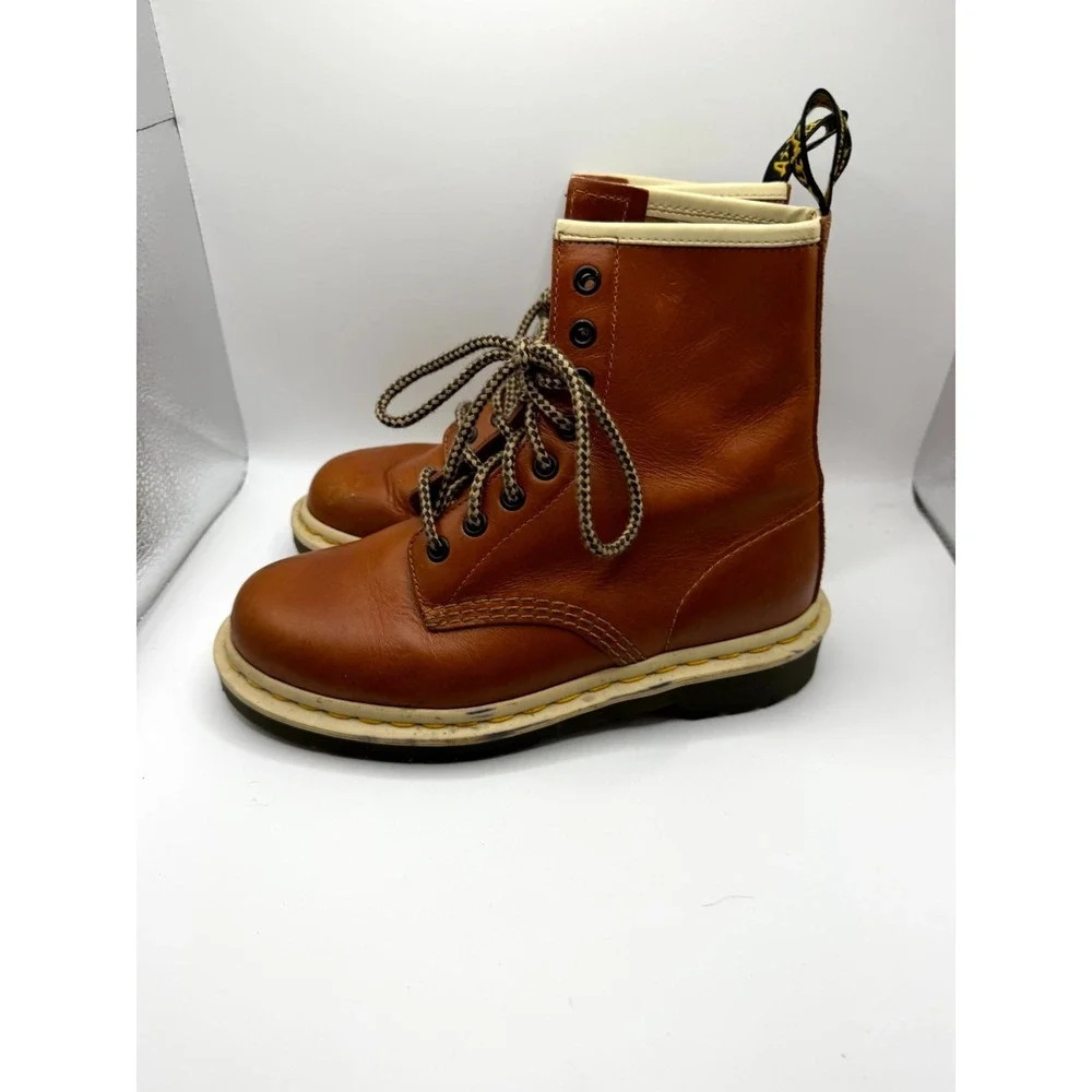 Dr. Martens 1460 Analine Womens 6 Us Combat Oak Leather Lace Up Ankle Boots